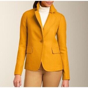 Talbots Wool Blend One Button Women’s Blazer Sz 14P Jacket In Yellow Mustard